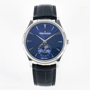 Jaeger-LeCoultre Master Ultra Thin Moon 1368420 SS Z+F Blue Dial on Black Leather Strap SA925