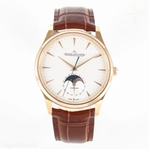 Jaeger-LeCoultre Master Ultra Thin Moon RG Z+F White Dial on Brown Leather Strap A925