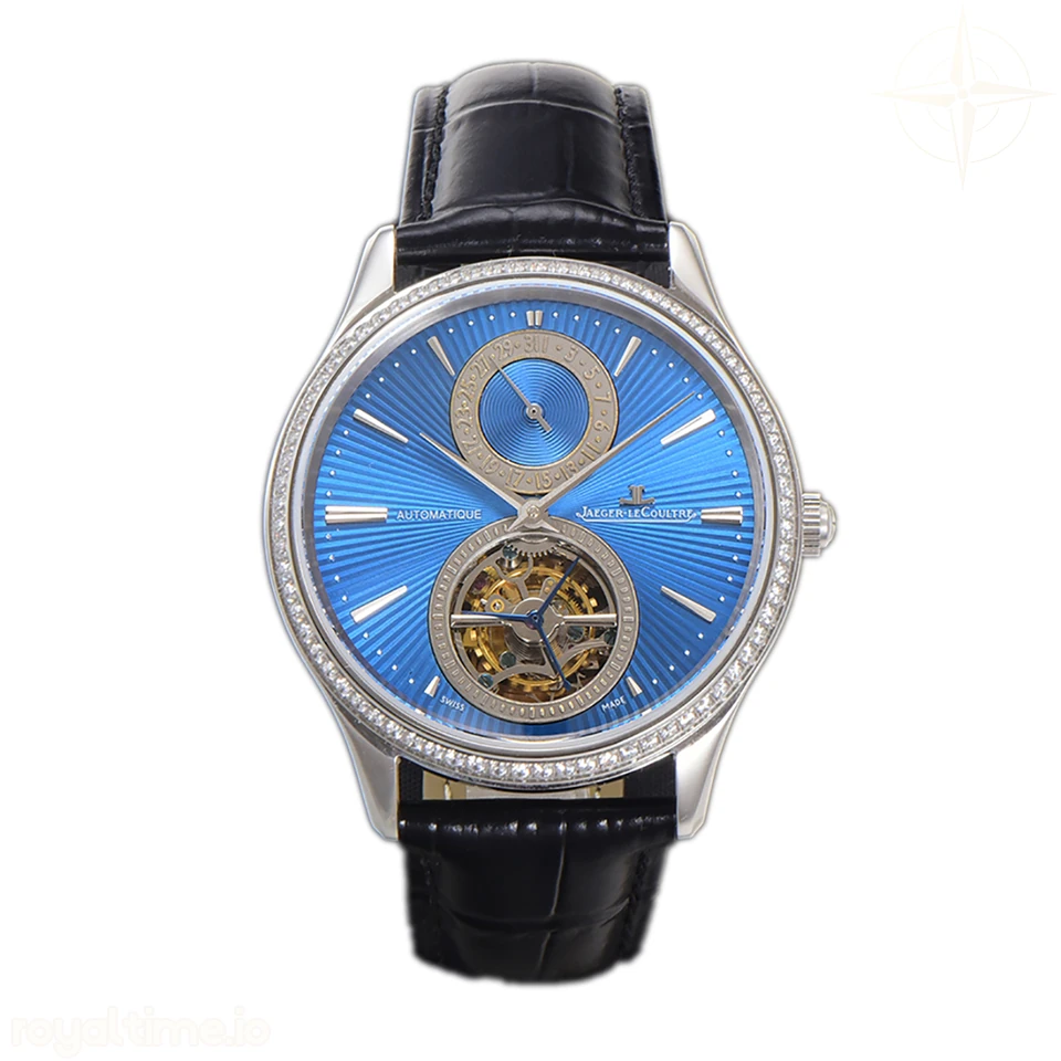 Jaeger-LeCoultre Master Ultra Thin Tourbillon Blue Dial with Diamond Bezel in White Gold