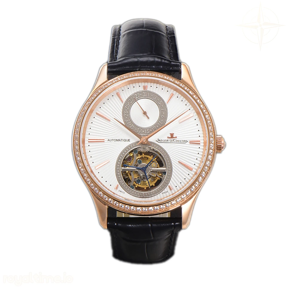 Jaeger-LeCoultre Master Ultra Thin Tourbillon White Dial with Diamond Bezel in Rose Gold