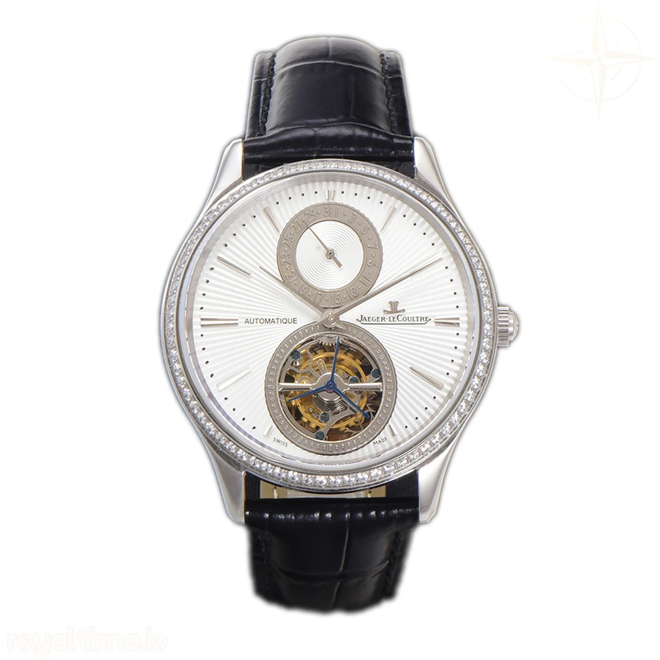 Jaeger-LeCoultre Master Ultra Thin Tourbillon White Dial with Diamond Bezel in White Gold