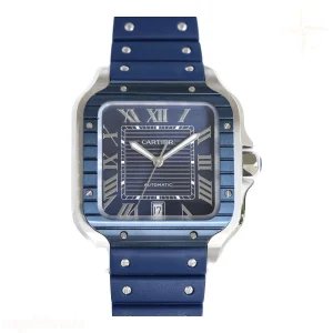Cartier Santos de Cartier 40mm Blue Dial in Steel on Blue Rubber Strap