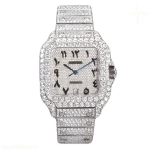 Cartier Santos de Cartier 40mm Diamond Paved Dial with Arabic Markers in Steel