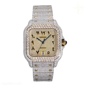 Cartier Santos de Cartier 40mm Diamond Paved Dial with Arabic Markers in Steel/Yellow Gold