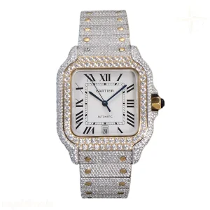 Cartier Santos de Cartier 40mm Diamond Paved Dial with Roman Markers in Steel/Rose Gold