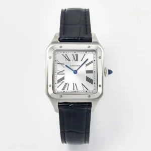 Cartier Santos Dumont 31.4mm IWSF Silver Dial on Black Leather Strap Quartz