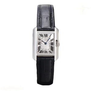 Cartier Tank Anglaise 30.2mm White Dial in Steel on Leather Strap
