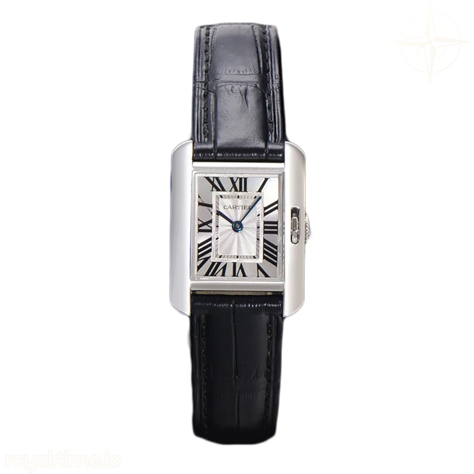 Cartier Tank Anglaise 30.2mm White Dial in Steel on Leather Strap