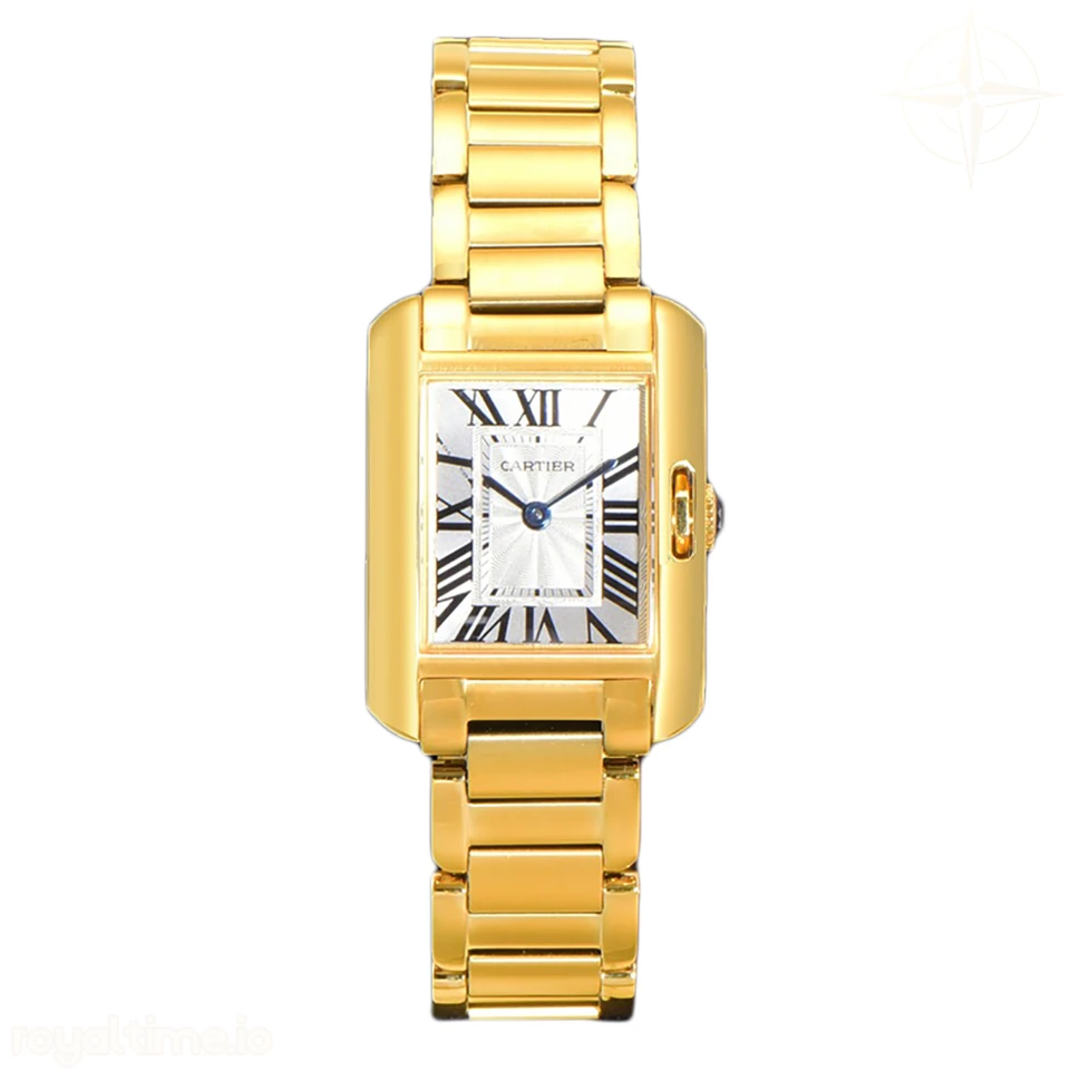 Cartier Tank Anglaise 30.2mm White Dial in Yellow Gold