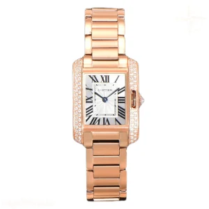 Cartier Tank Anglaise 30.2mm White Dial with Diamond Bezel in Rose Gold