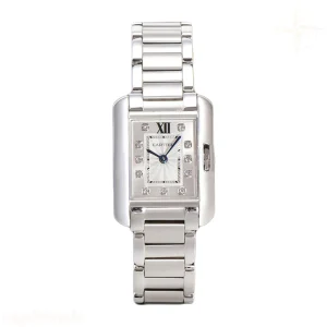 Cartier Tank Anglaise 30.2mm White Dial with Diamond Marker in Steel