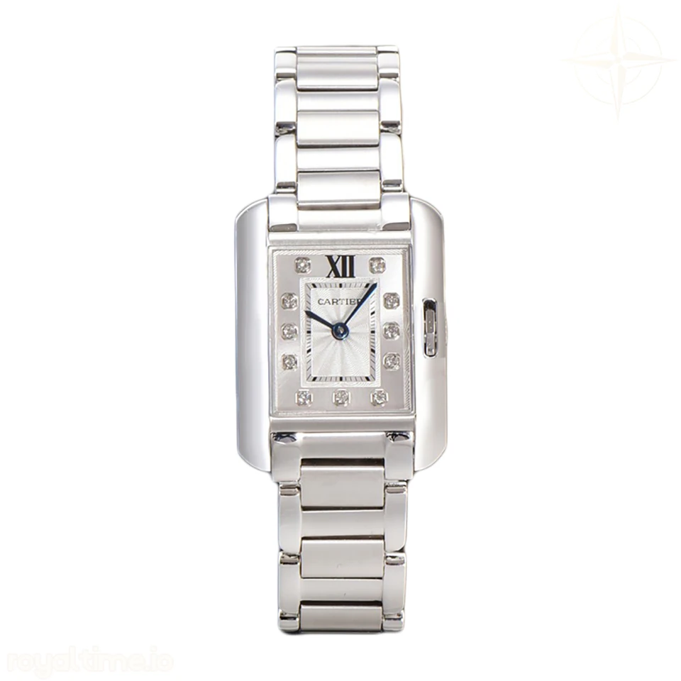 Cartier Tank Anglaise 30.2mm White Dial with Diamond Marker in Steel