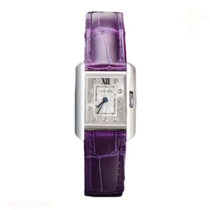 Cartier Tank Anglaise 30.2mm White Dial with Diamond Marker in Steel on Leather Strap