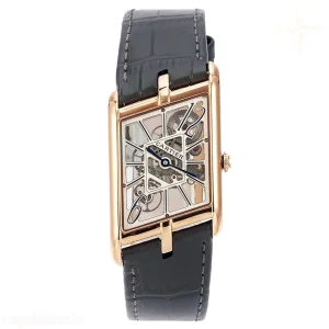 Cartier Tank Asymetrique Watch on Rose Gold in Grey Leather Strap