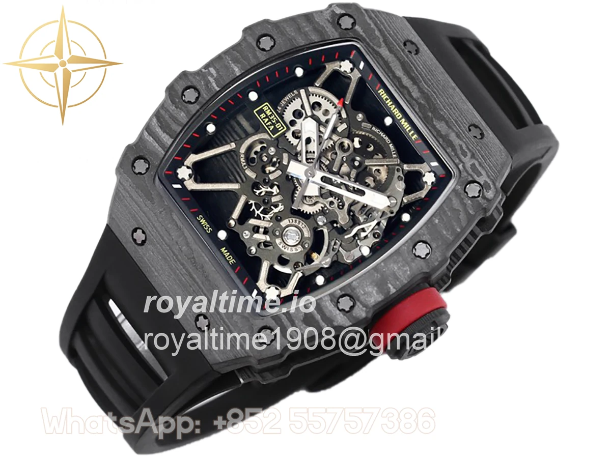 Richard Mille RM 035-01 Rafael Nadal NTPT Carbon on Black Rubber Strap - Image 2