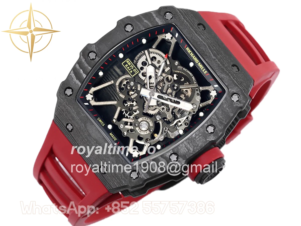 Richard Mille RM 035-01 Rafael Nadal NTPT Carbon on Red Rubber Strap - Image 2