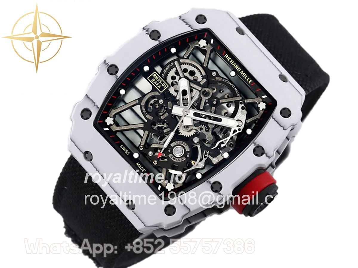 Richard Mille RM 035-01 Rafael Nadal White NTPT on Black Nylon Strap - Image 2