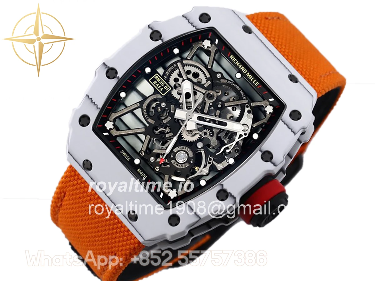 Richard Mille RM 035-01 Rafael Nadal White NTPT on Orange Nylon Strap - Image 2