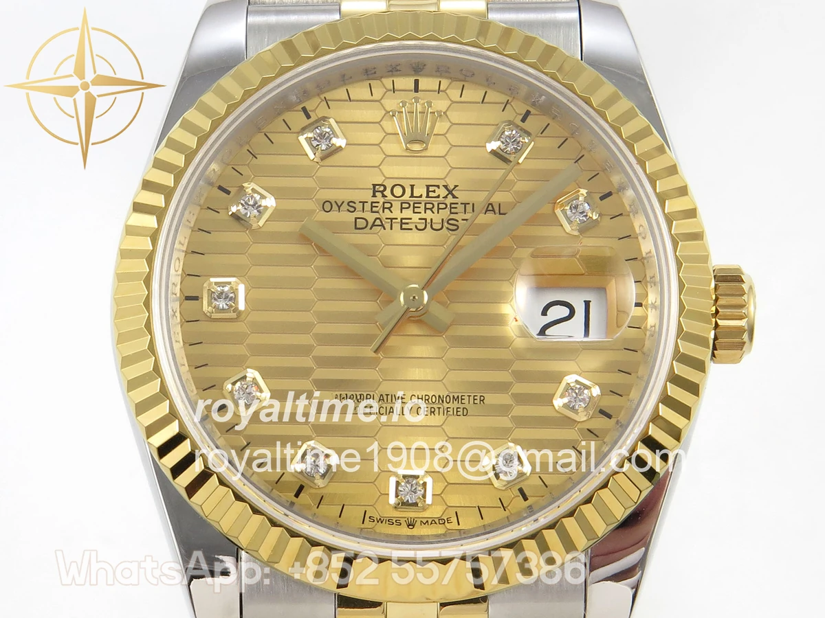 Rolex DateJust 36 126233 QF YG Textured DIamonds Dial on Jubilee Bracelet QF3235 - Image 2
