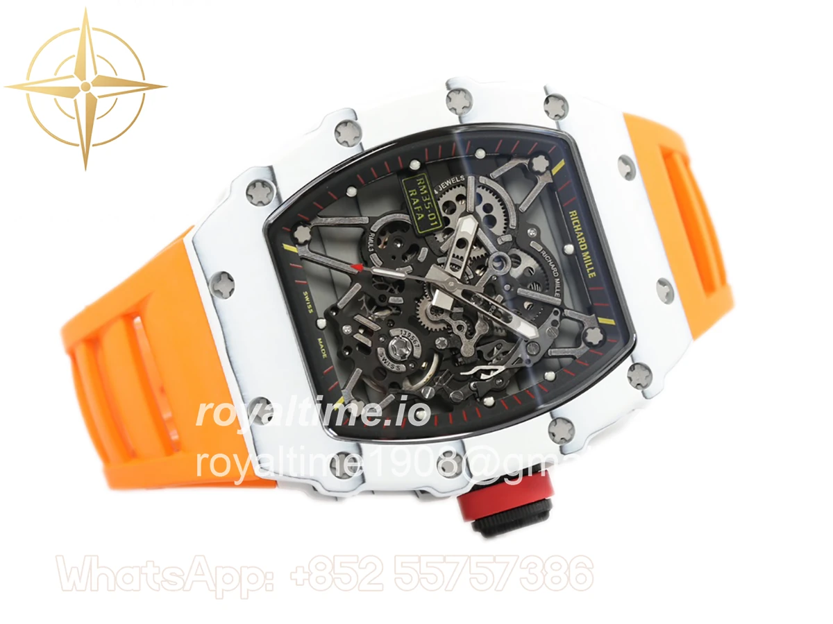Richard Mille RM 035-01 Rafael Nadal White NTPT on Orange Rubber Strap - Image 2