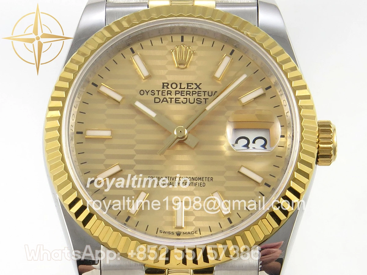 Rolex DateJust 36 126233 QF YG Textured Stick Dial on Jubilee Bracelet QF3235 - Image 2