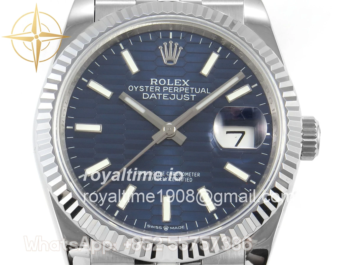 Rolex DateJust 36 126234 QF Blue Textured Stick Dial on Jubilee Bracelet QF3235 - Image 2