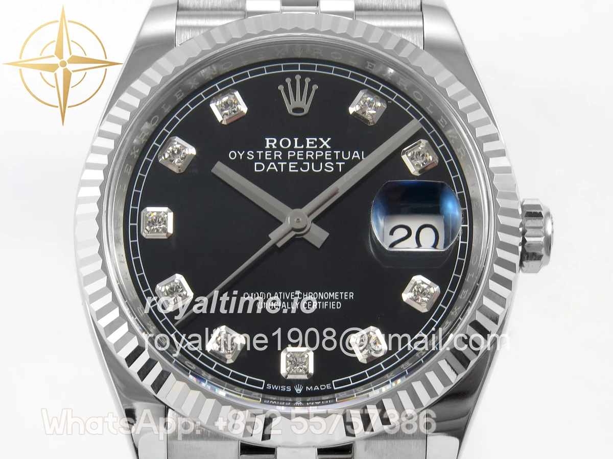 Rolex DateJust 36 126334 904L SS Clean Plus Black Diamonds Dial on Jubilee Bracelet DD3235 - Image 2