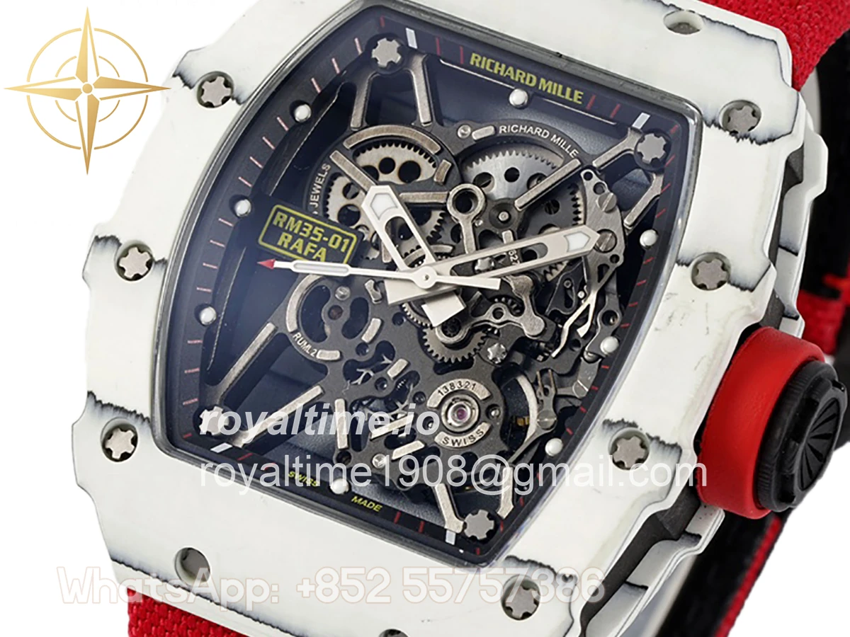 Richard Mille RM 035-01 Rafael Nadal White NTPT on Red Nylon Strap (Sonic) - Image 2