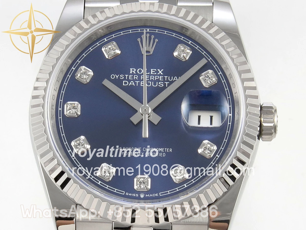 Rolex DateJust 36 SS 126234 ARF Blue Diamonds Dial on Jubilee Bracelet DD3235 - Image 2