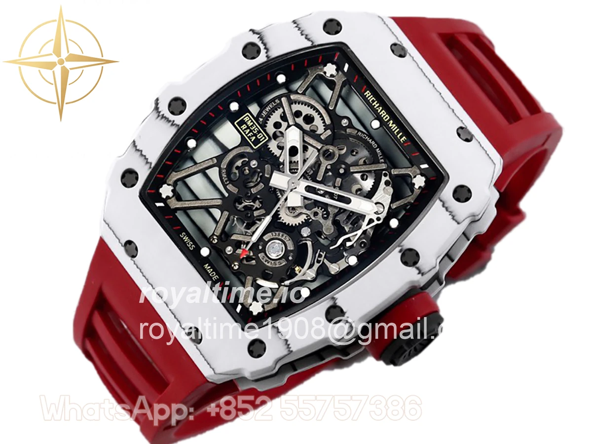 Richard Mille RM 035-01 Rafael Nadal White NTPT on Red Rubber Strap - Image 2