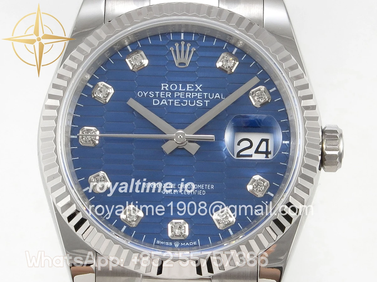 Rolex DateJust 36 SS 126234 ARF Blue Textured Diamonds Dial on Oyster Bracelet DD3235 - Image 2