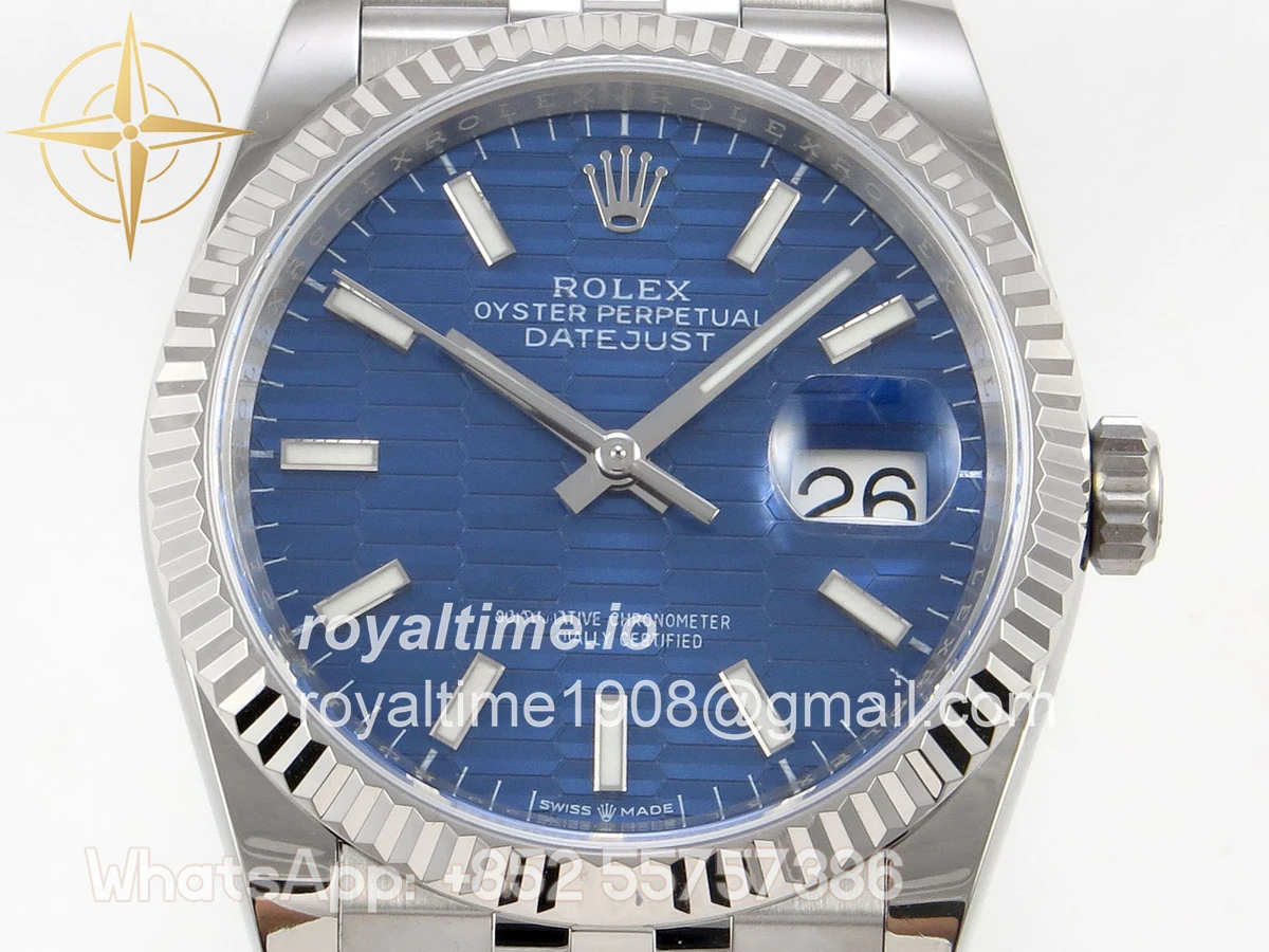 Rolex DateJust 36 SS 126234 ARF Blue Textured Stick Dial on Jubilee Bracelet DD3235 - Image 2