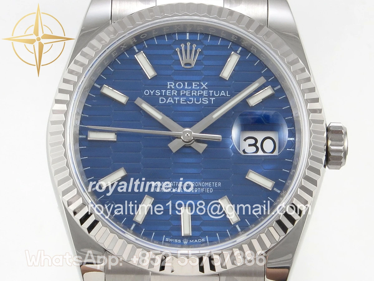 Rolex DateJust 36 SS 126234 ARF Blue Textured Stick Dial on Oyster Bracelet DD3235 - Image 2