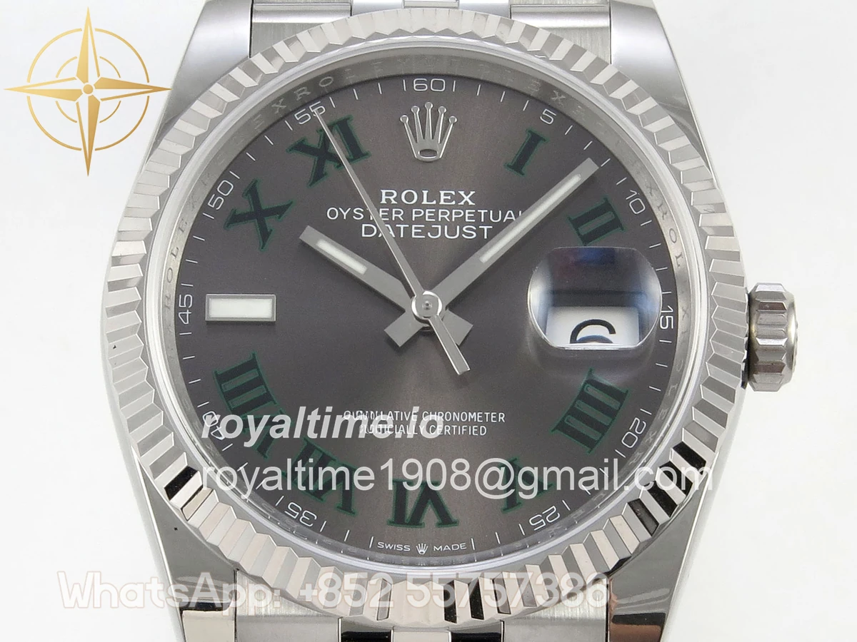 Rolex DateJust 36 SS 126234 ARF Gray Dial Green Roman on Jubilee Bracelet DD3235 - Image 2