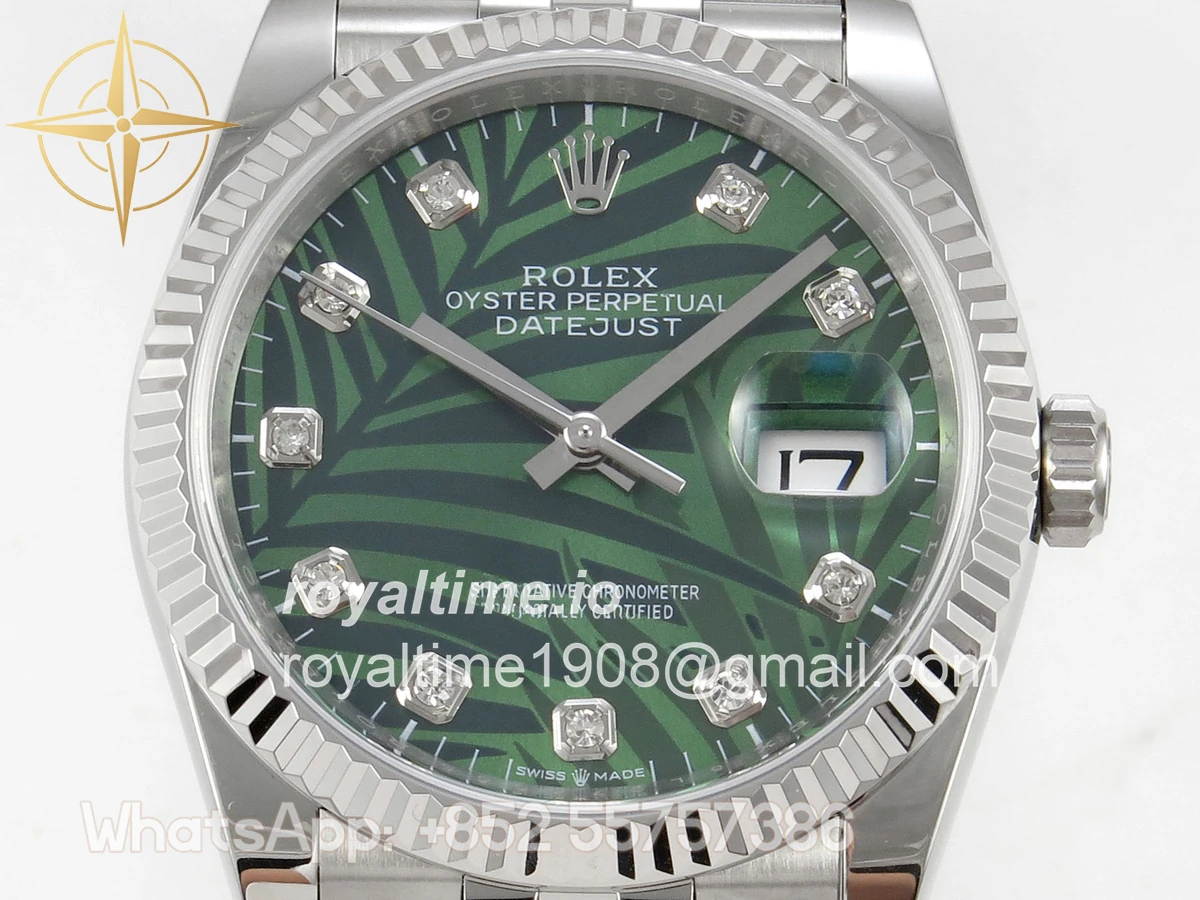 Rolex DateJust 36 SS 126234 ARF Green Leaves Diamonds Dial on Jubilee Bracelet DD3235 - Image 2