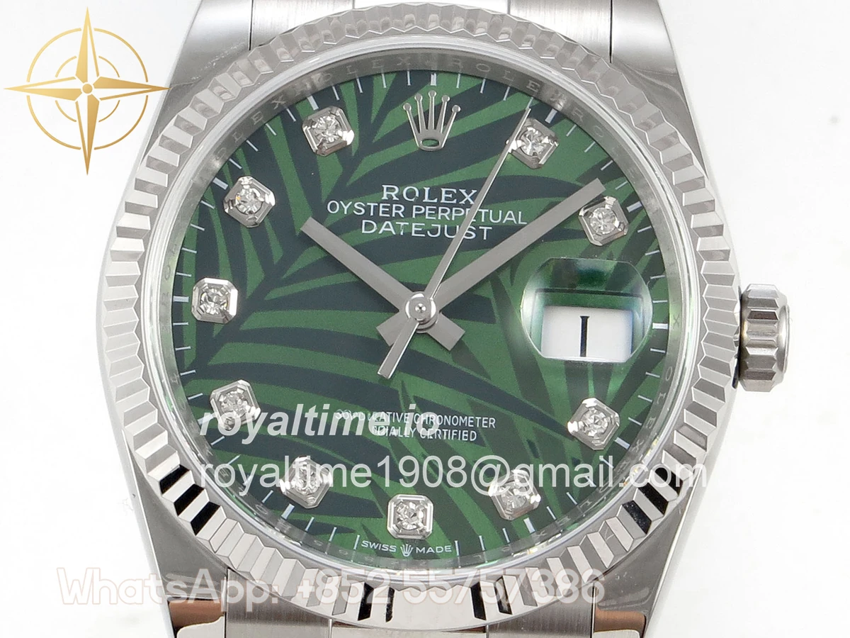 Rolex DateJust 36 SS 126234 ARF Green Leaves Diamonds Dial on Oyster Bracelet DD3235 - Image 2