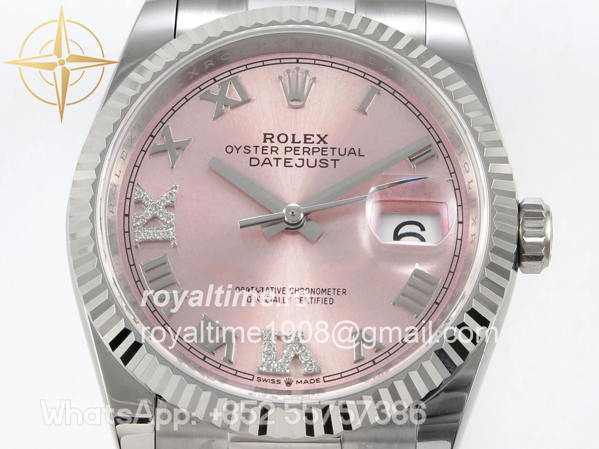 Rolex DateJust 36 SS 126234 ARF Pink Roman Dial on Oyster Bracelet DD3235 - Image 2