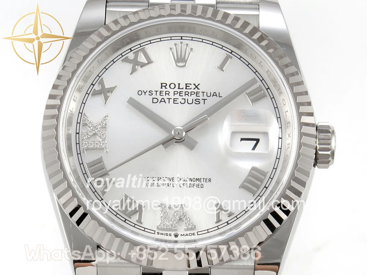 Rolex DateJust 36 SS 126234 ARF Silver Diamond Roman Dial on Jubilee Bracelet DD3235 - Image 2