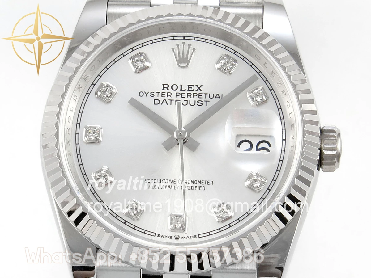 Rolex DateJust 36 SS 126234 ARF Silver Diamonds Dial on Jubilee Bracelet DD3235 - Image 2