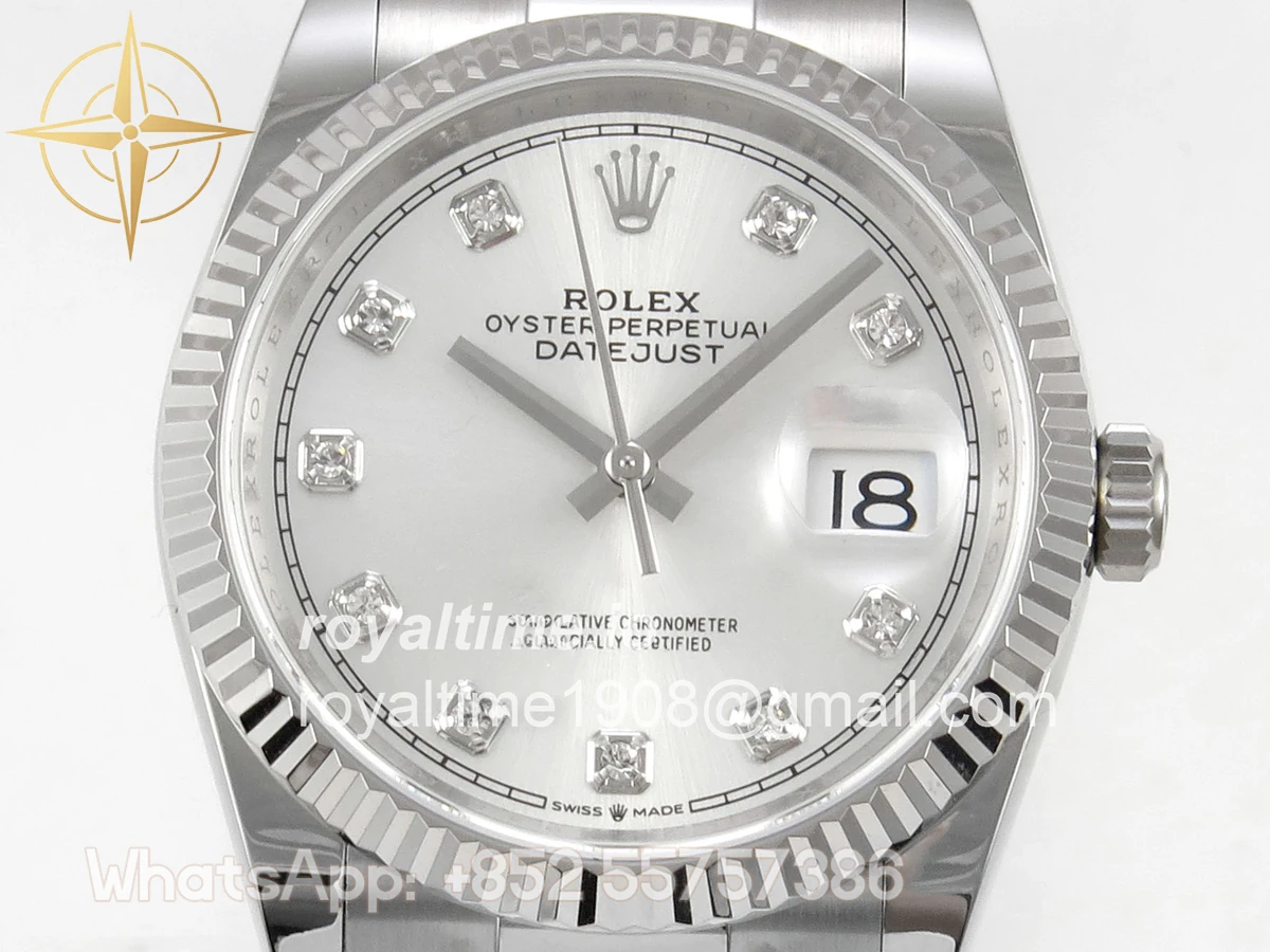 Rolex DateJust 36 SS 126234 ARF Silver Diamonds Dial on Oyster Bracelet DD3235 - Image 2