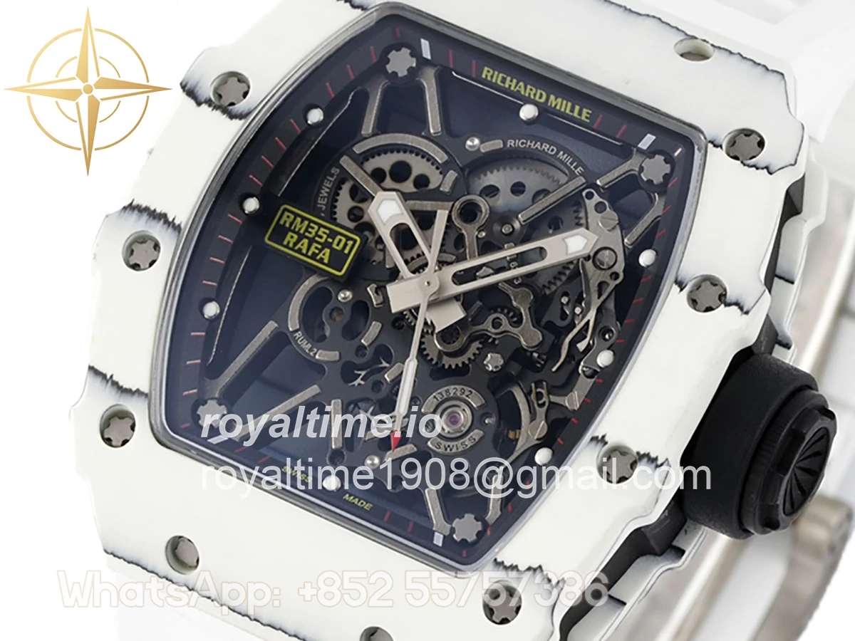 Richard Mille RM 035-01 Rafael Nadal White NTPT on White Rubber Strap (Sonic) - Image 2