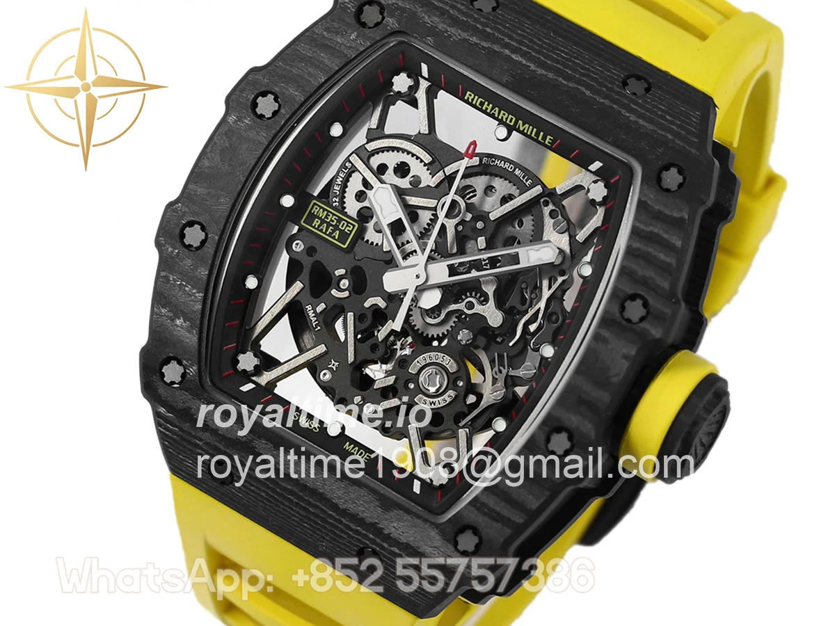 Richard Mille RM 035-02 Rafael Nadal NTPT Carbon on Yellow Rubber Strap - Image 2