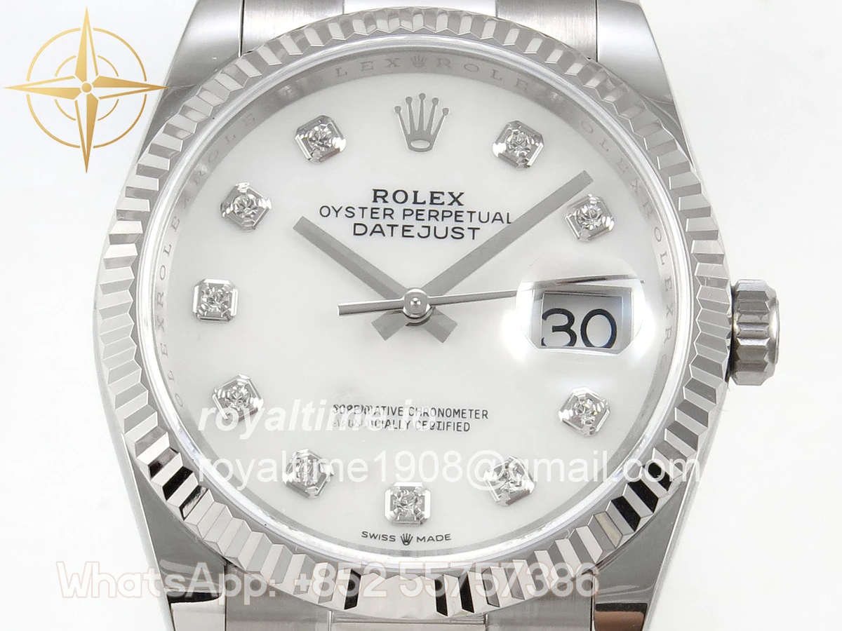 Rolex DateJust 36 SS 126234 ARF White MOP Diamonds Dial on Oyster Bracelet DD3235 - Image 2