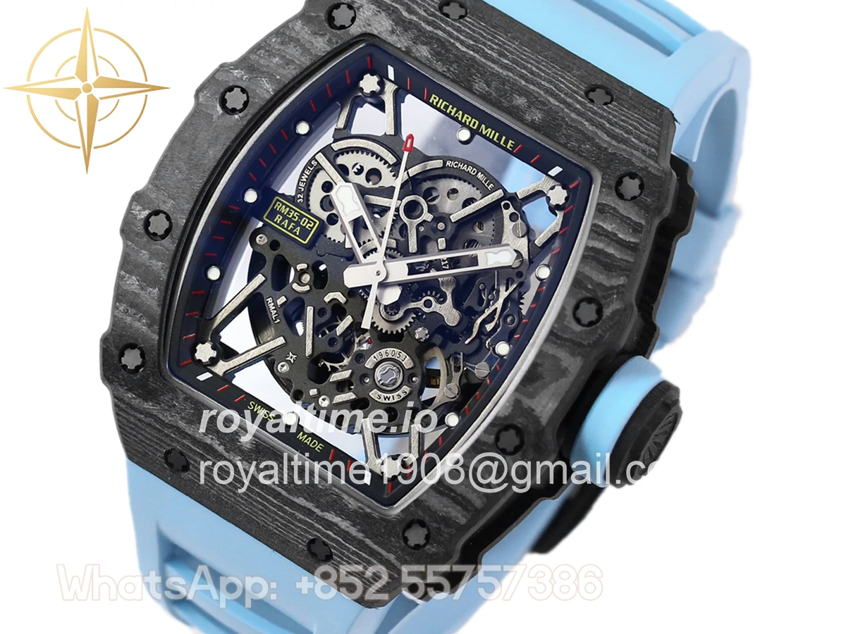Richard Mille RM 035-02 Rafael Nadal NTPT Carbon on Blue Rubber Strap - Image 2