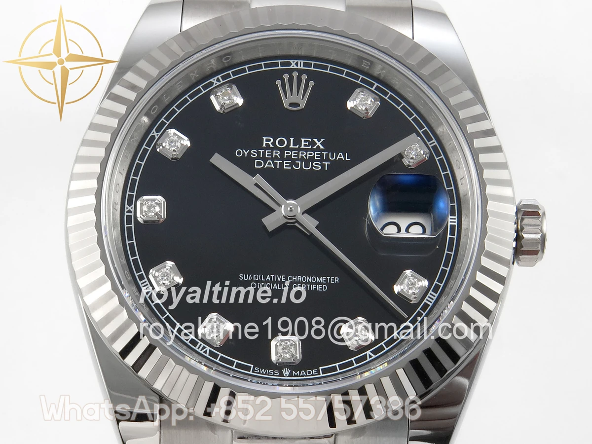 Rolex DateJust 41 126334 904L SS SCF Black Diamonds Dial on Oyster Bracelet VR3235 - Image 2