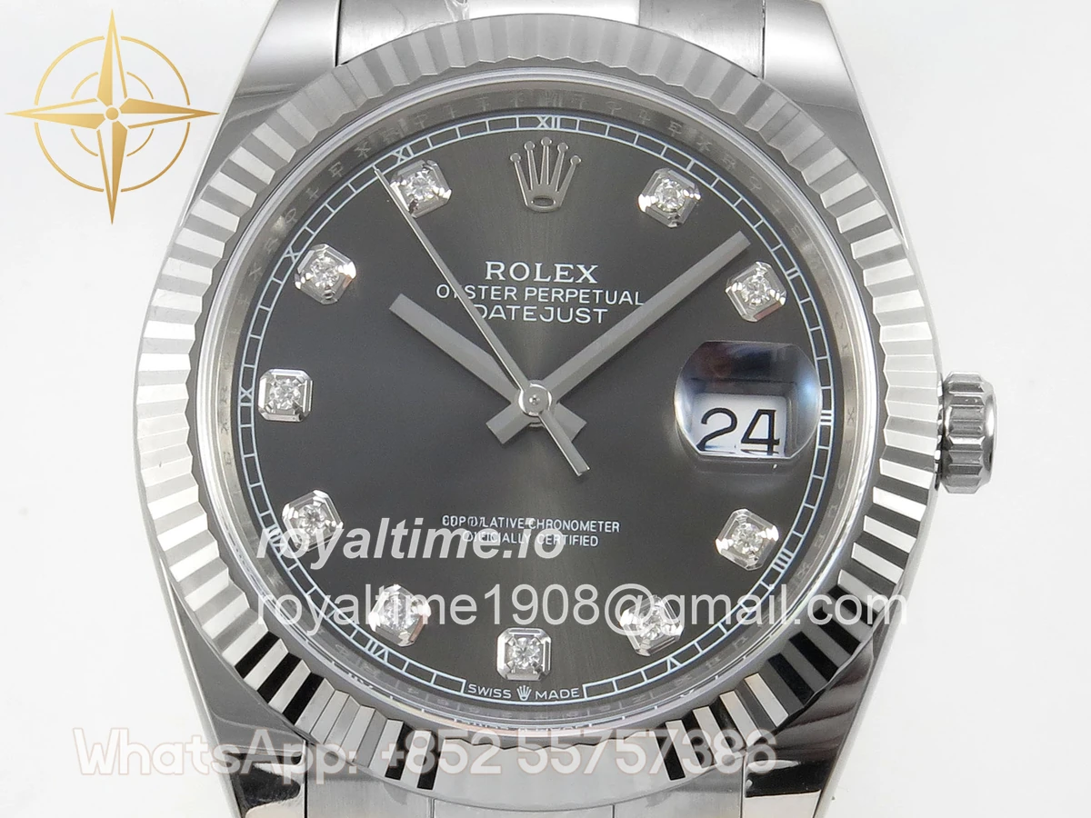 Rolex DateJust 41 126334 904L SS SCF Gray Diamonds Dial on Oyster Bracelet VR3235 - Image 2