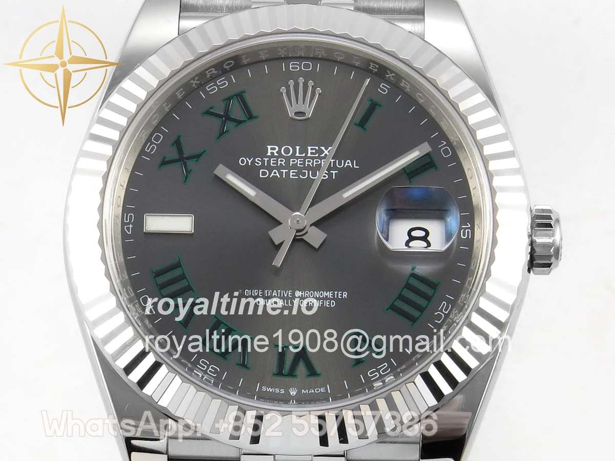 Rolex DateJust 41 126334 Clean Plus Gray Dial Green Roman on Jubilee Bracelet JH3235 (Free Sprung) Weighted 133g - Image 2