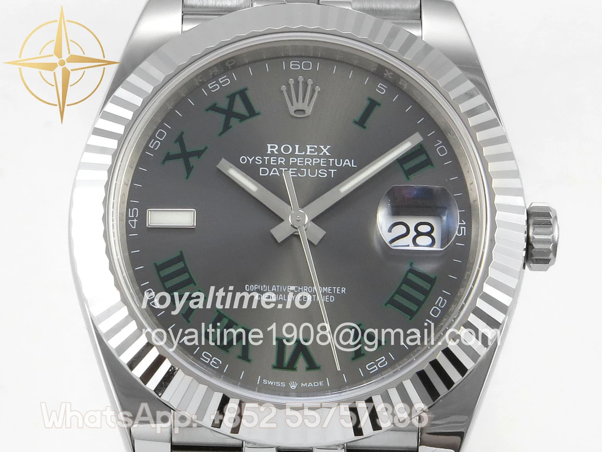 Rolex DateJust 41 126334 ERF Gray Dial Green Roman on Jubilee Bracelet JH3235 (Free Sprung) Weighted 132g - Image 2