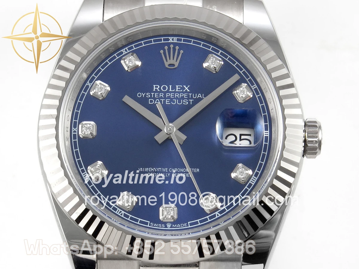 Rolex DateJust 41 126334 904L SS SCF Blue Diamonds Dial on Oyster Bracelet VR3235 - Image 2