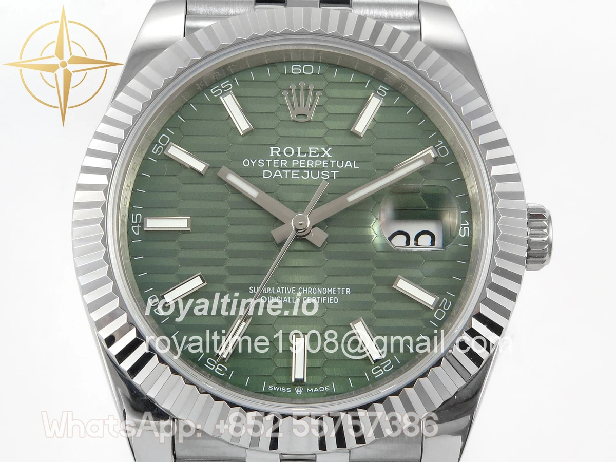 Rolex DateJust 41 126334 QF 904L Steel Green Textured Stick Dial on SS Jubilee Bracelet QF3235(145g) - Image 2